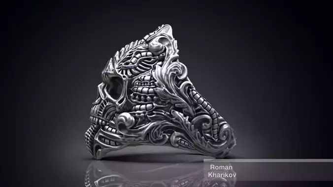 Ring Skull Biomechanics Victorian STL 3d model for 3d printing  3D print model