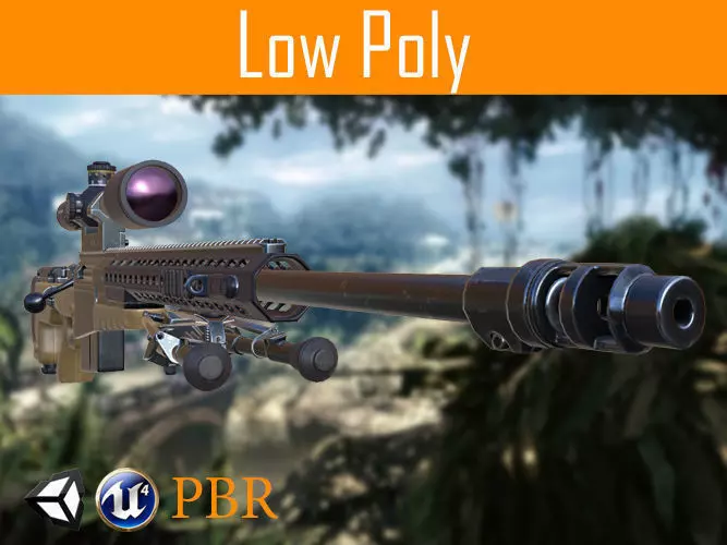Sniper rifle PBR Low-poly 3D model_0