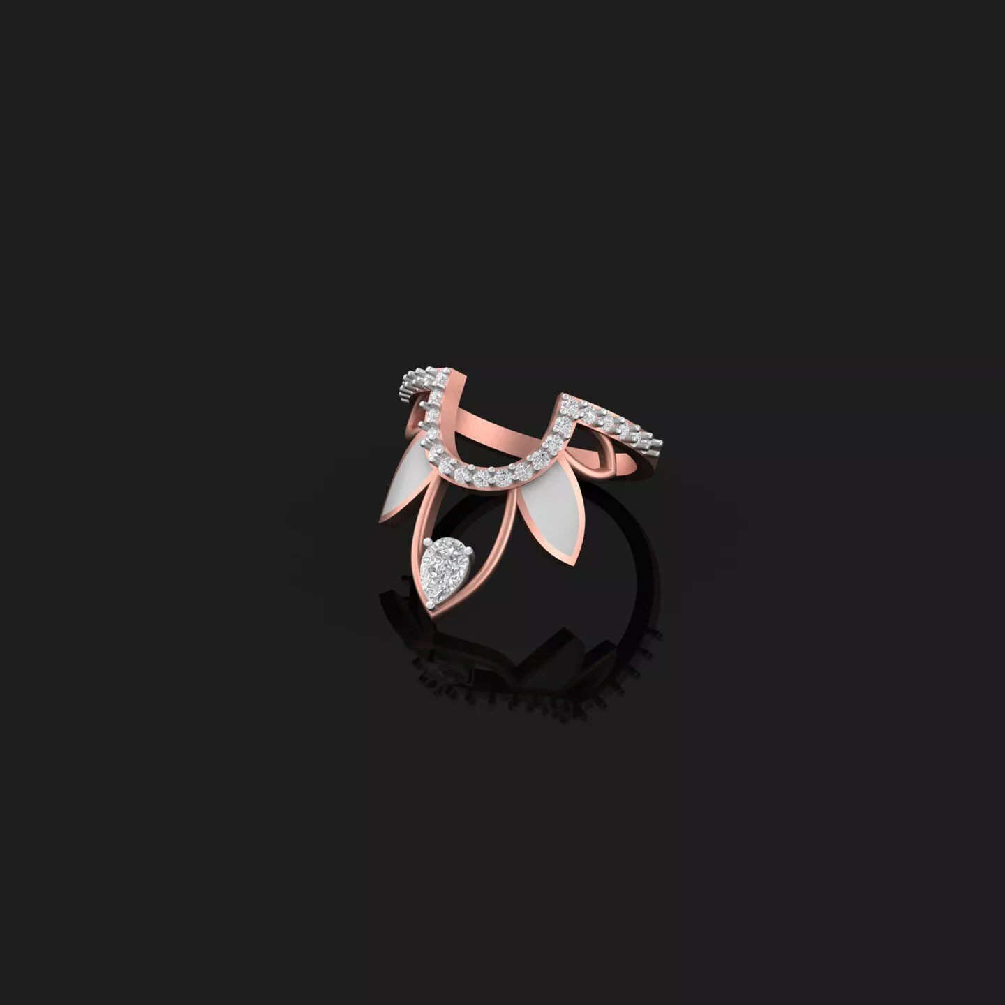 Elegant Floral Open Ring Jewelry CAD STL Printable Model 3D print model