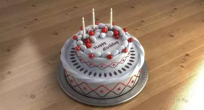 Birthday Cake 3D model 3