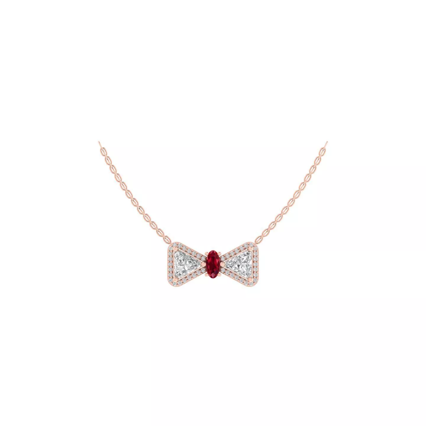 Luxury Ruby Bow Tie Pendant Necklace 3D Print CAD 3D print model