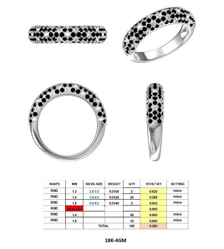 PIC 5 silver ring with diamonds 3D print model