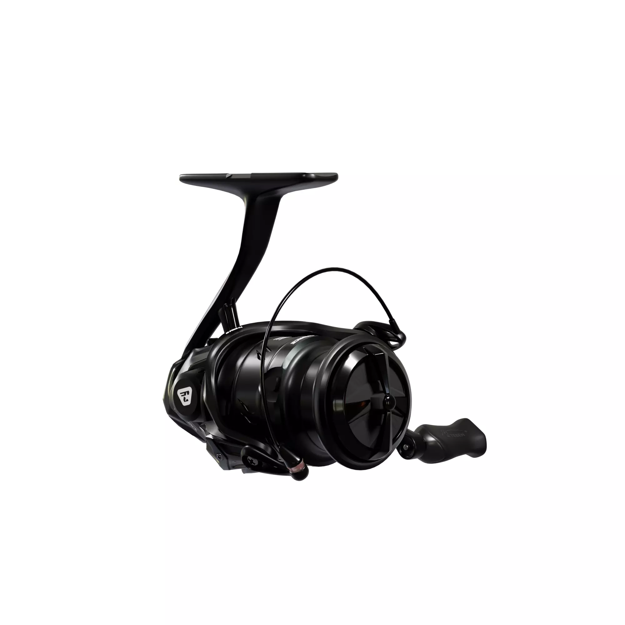 3D Spinning Fishing Reel Stealth Black Edition Low-poly 3D model