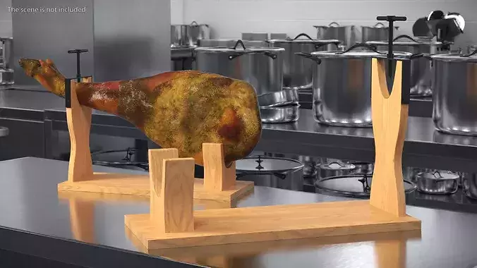 Wood Jamon Holder 3D model 2