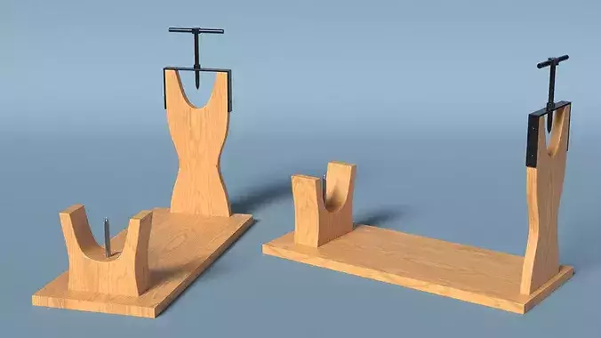 Wood Jamon Holder 3D model 4