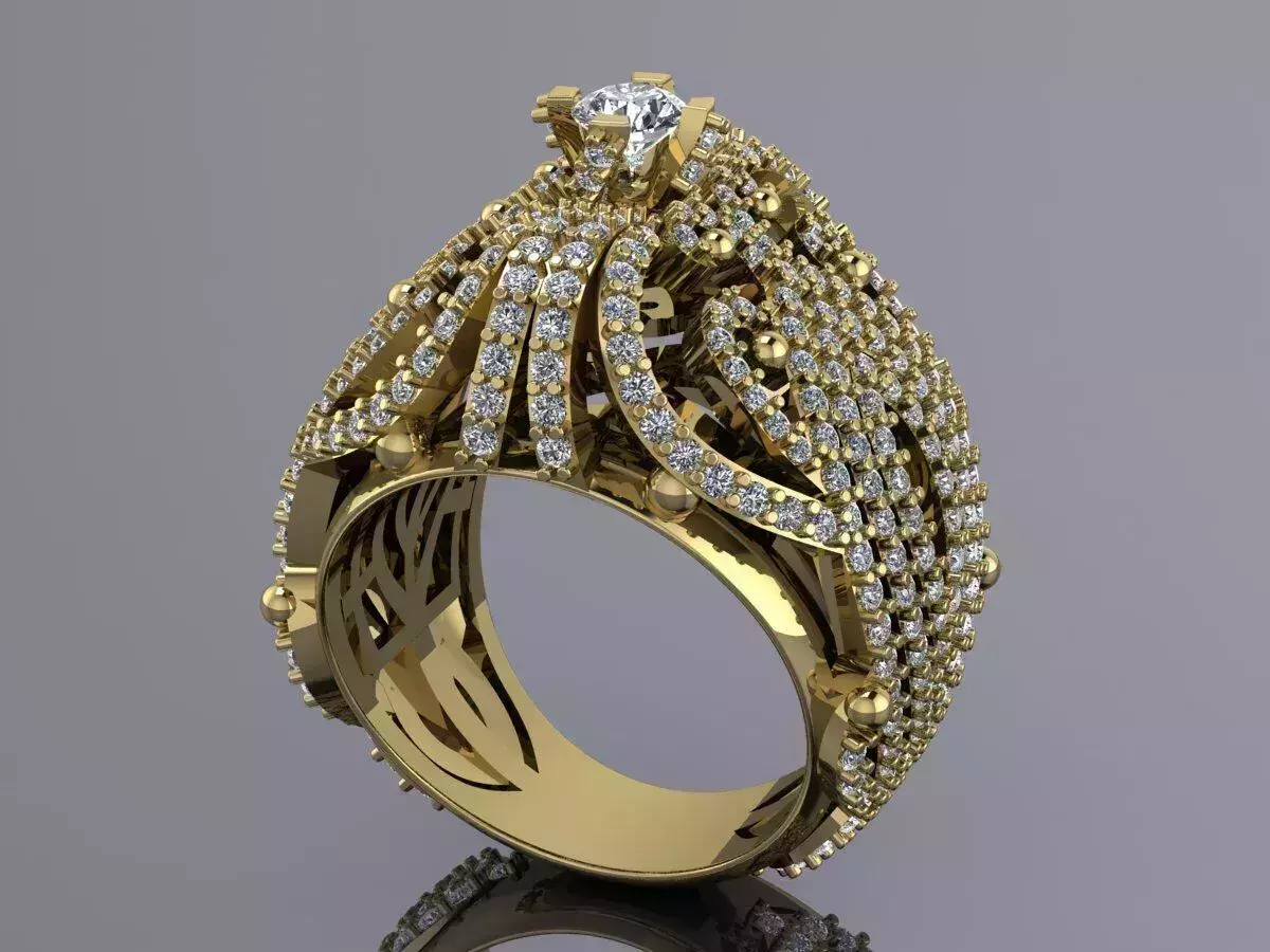 Diamonds Ring Luxury Jewelry Gold 3D print model