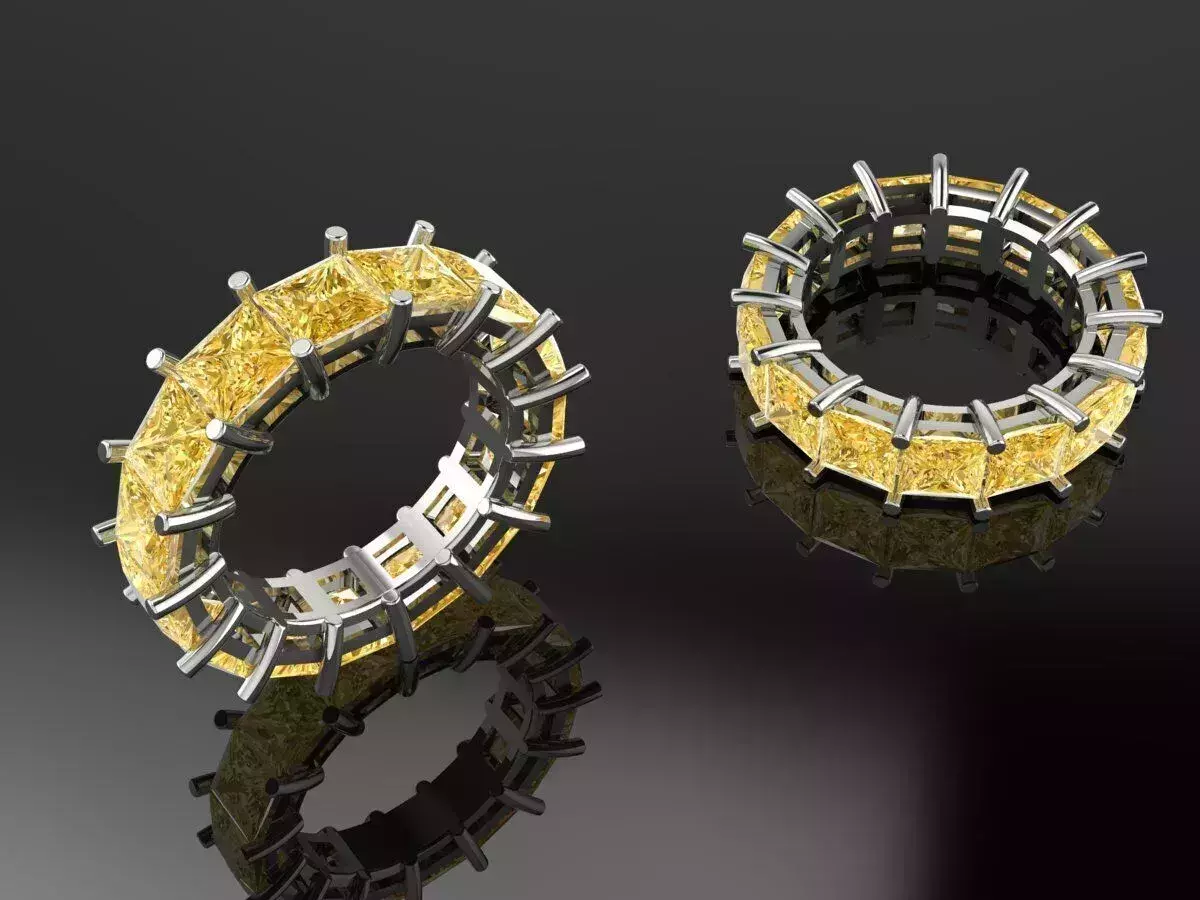 Diamonds Ring Luxury Jewelry Gold Princess 3D print model