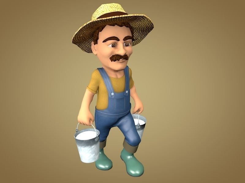 Farmer or Gardener Low-poly 3D model_2