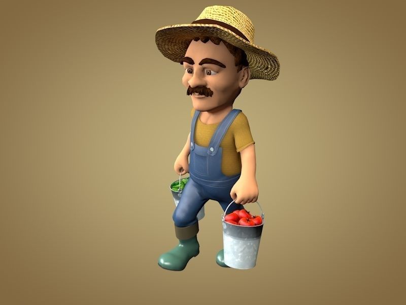 Farmer or Gardener Low-poly 3D model_1