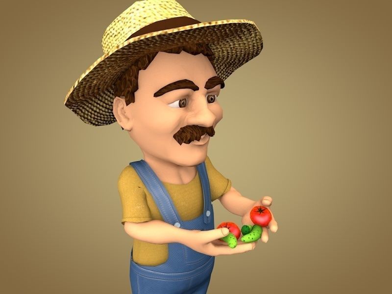 Farmer or Gardener Low-poly 3D model_3