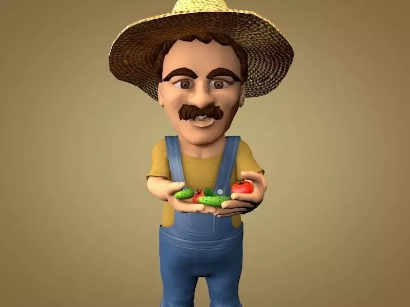 Farmer or Gardener Low-poly 3D model_0