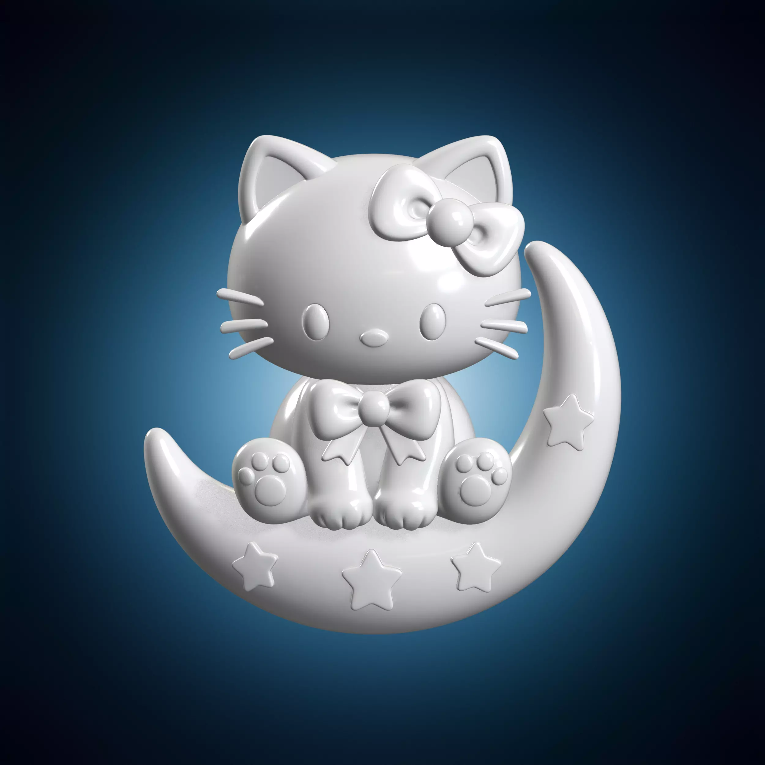 Moon Hello Kitten Charm Fan Art 3D Printable Model 3D print model
