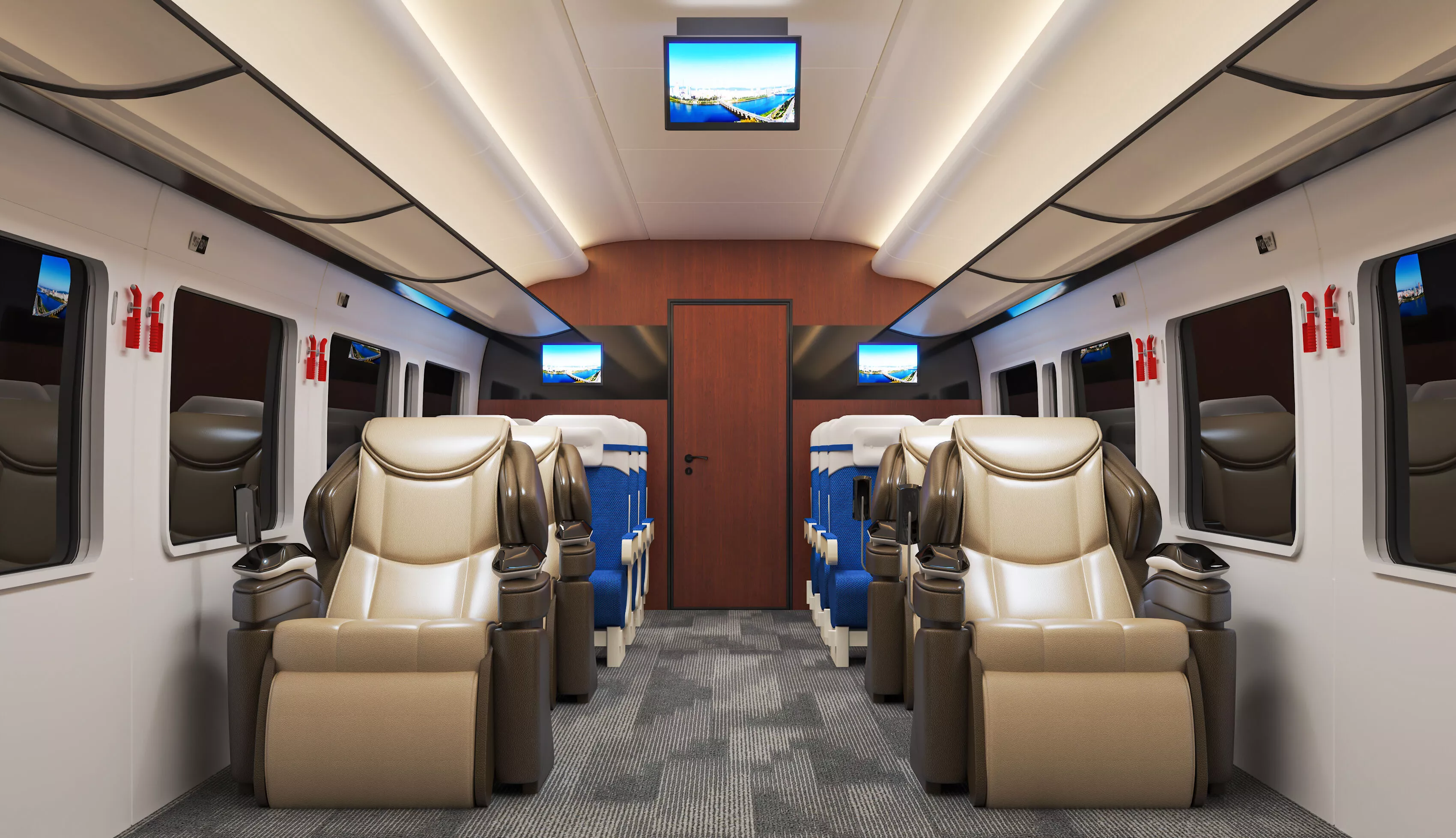 High-speed train - interior of first-class cabin 3D model