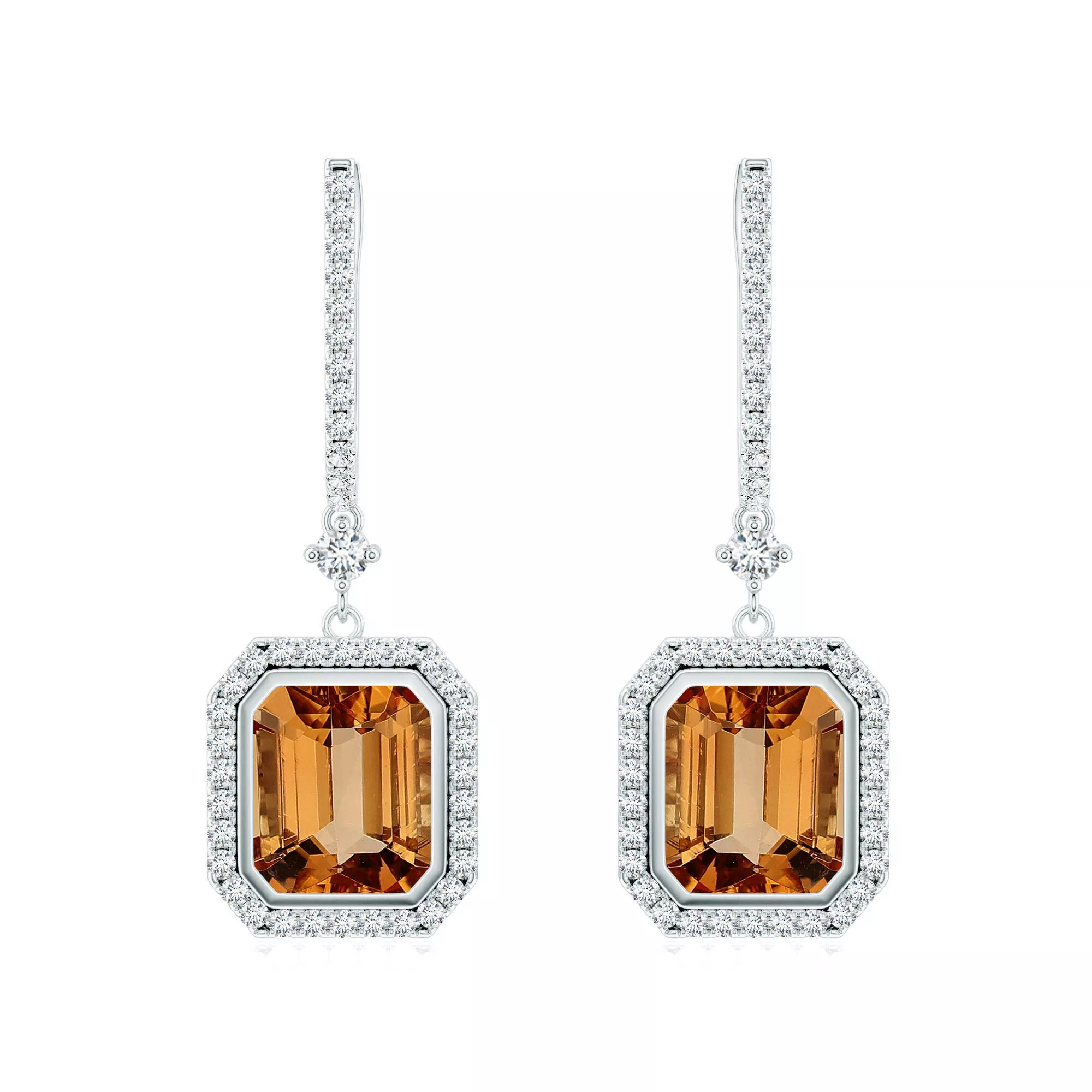 emrald cut halo dangle earring 3D print model