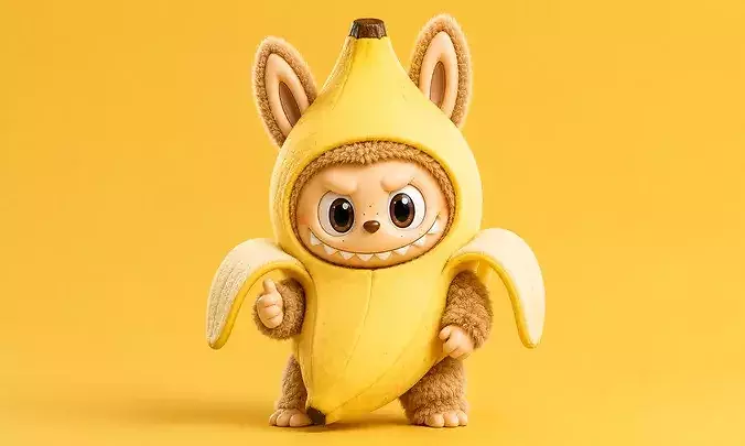 Labubu Banana Costume Character 3D model