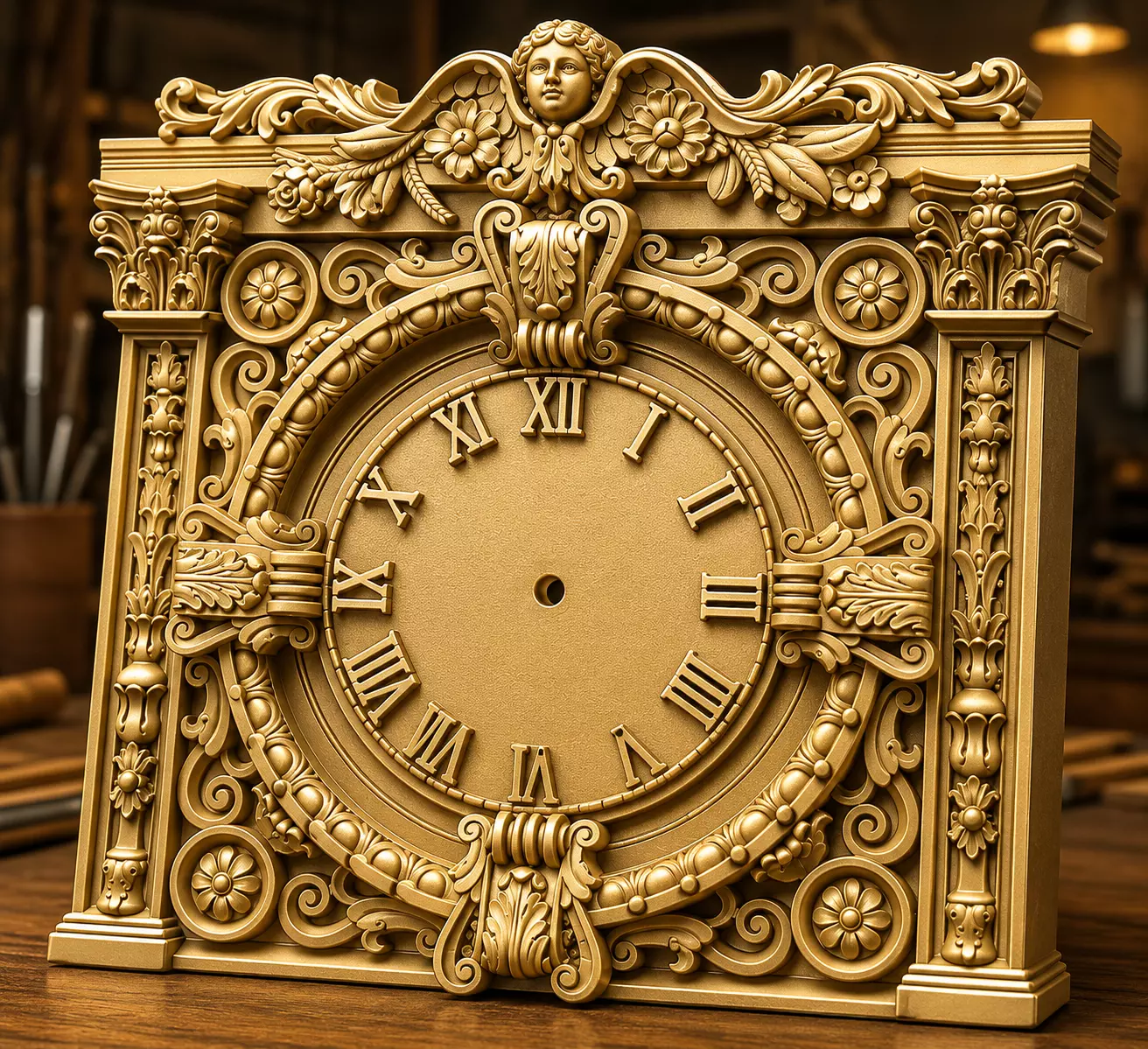 Victorian Baroque Clock Frame STL 3D model
