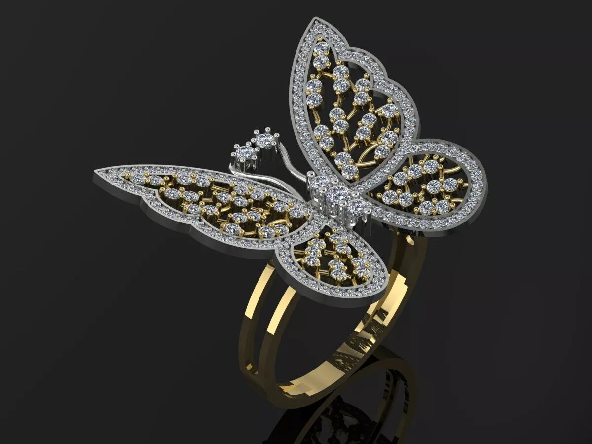 Butterfly Ring Luxury Jewelry Gold 3D print model