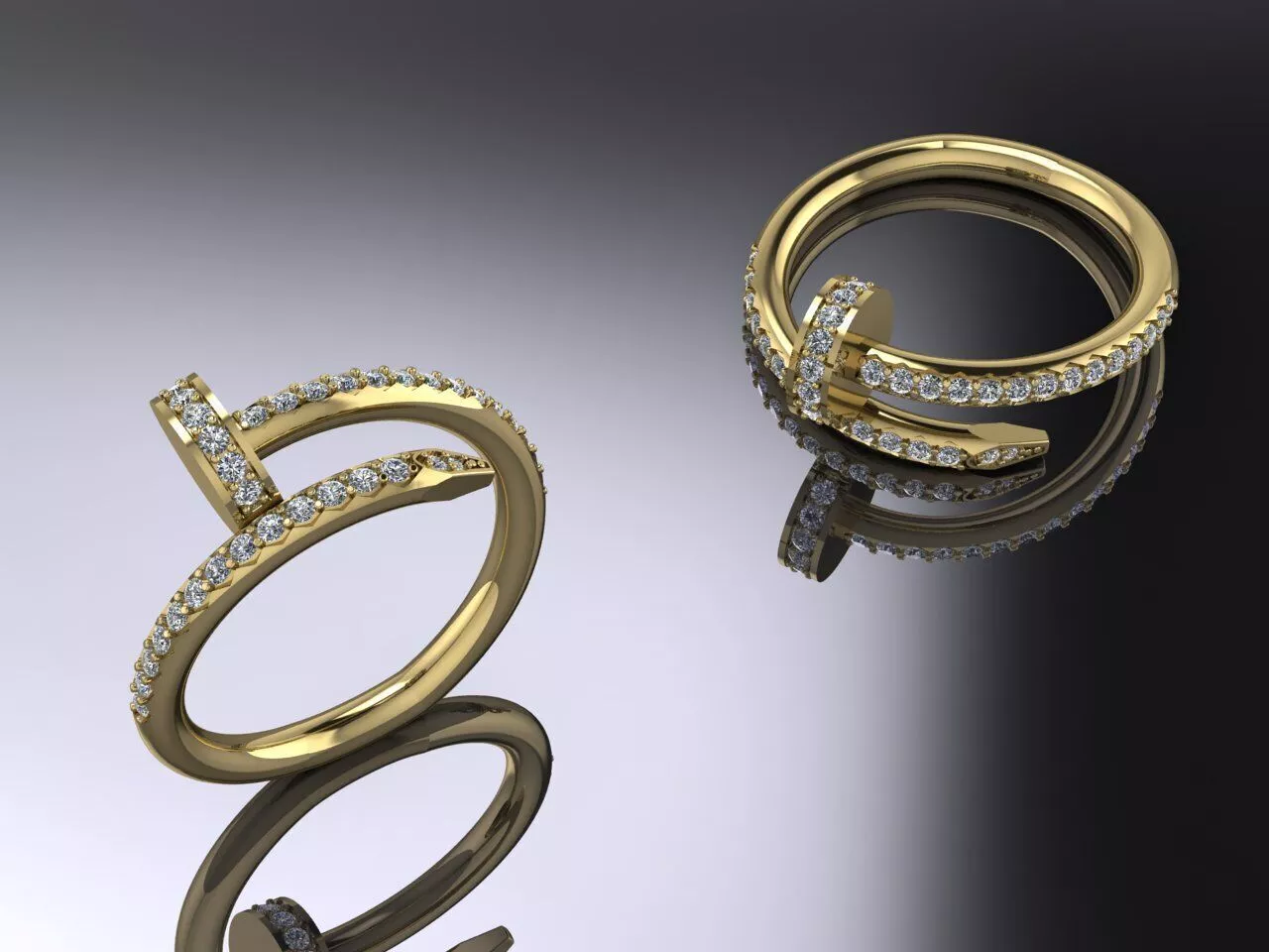 Brand Nail Ring Luxury Jewerly Gold 3D print model