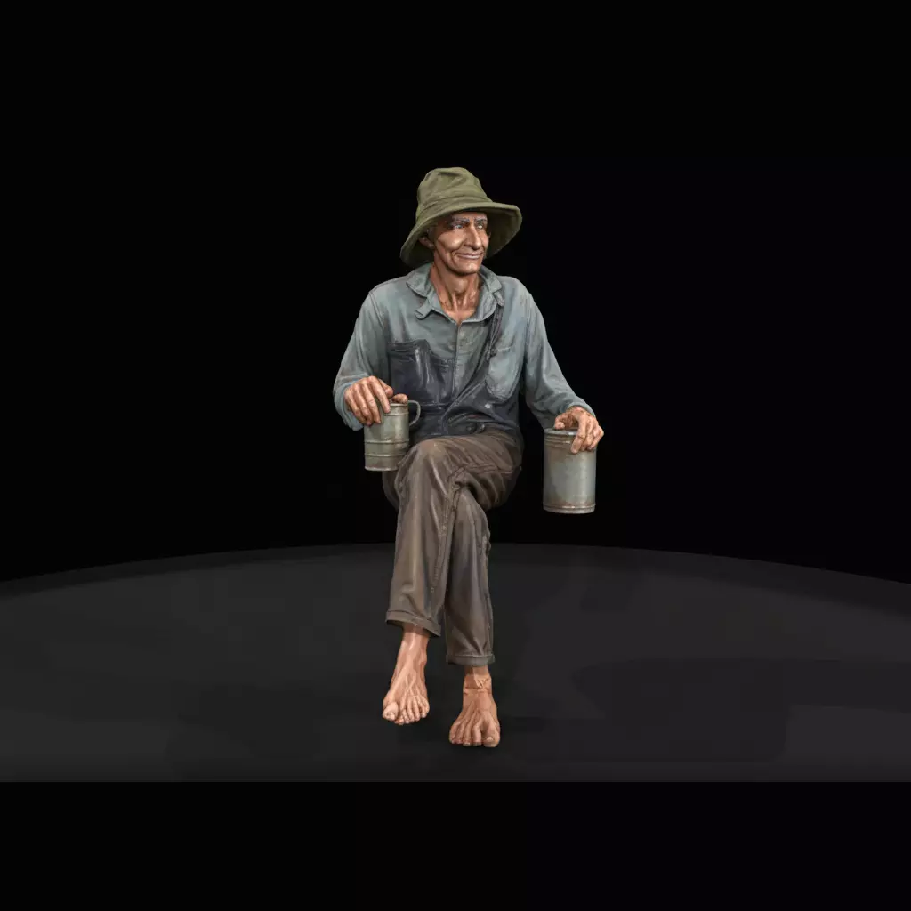 1920-40s Hobos man with mug 3d 3D print model