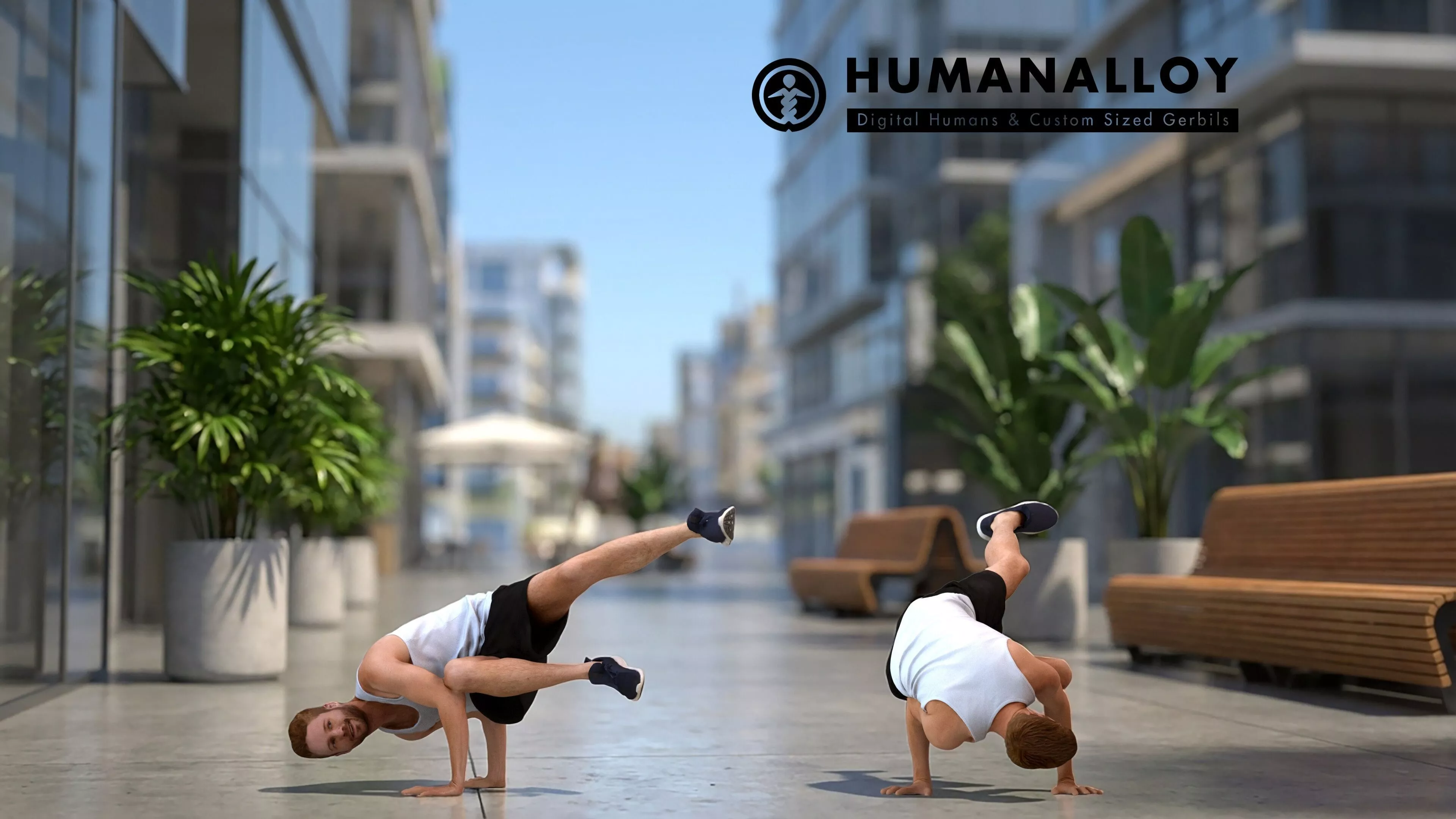 Adult Caucasian man crouching during exercise in summer 3D model