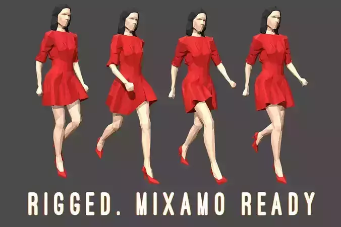 Rigged Lowpoly Woman Low-poly 3D model