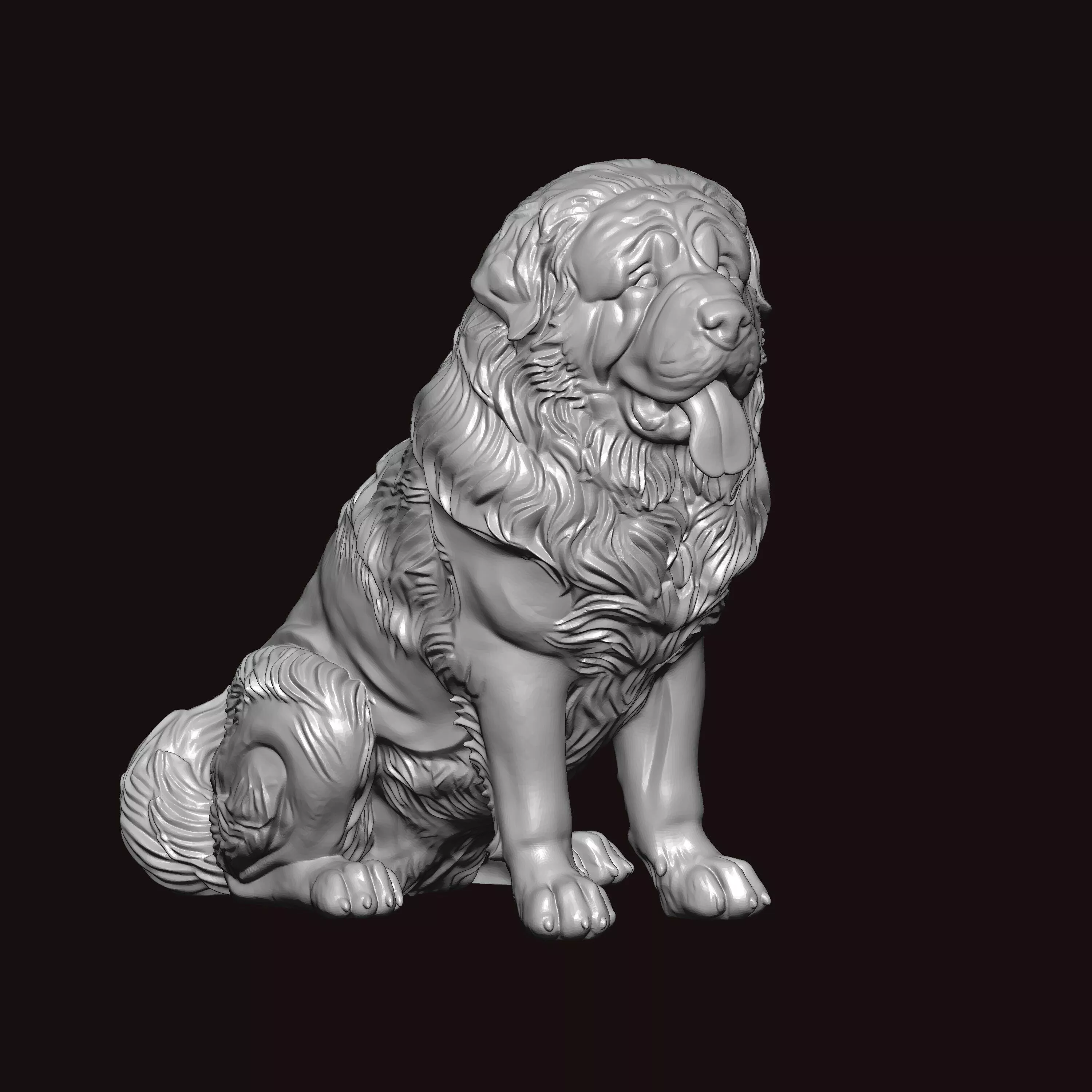 New foundland Dog Seating Pose 3D print model
