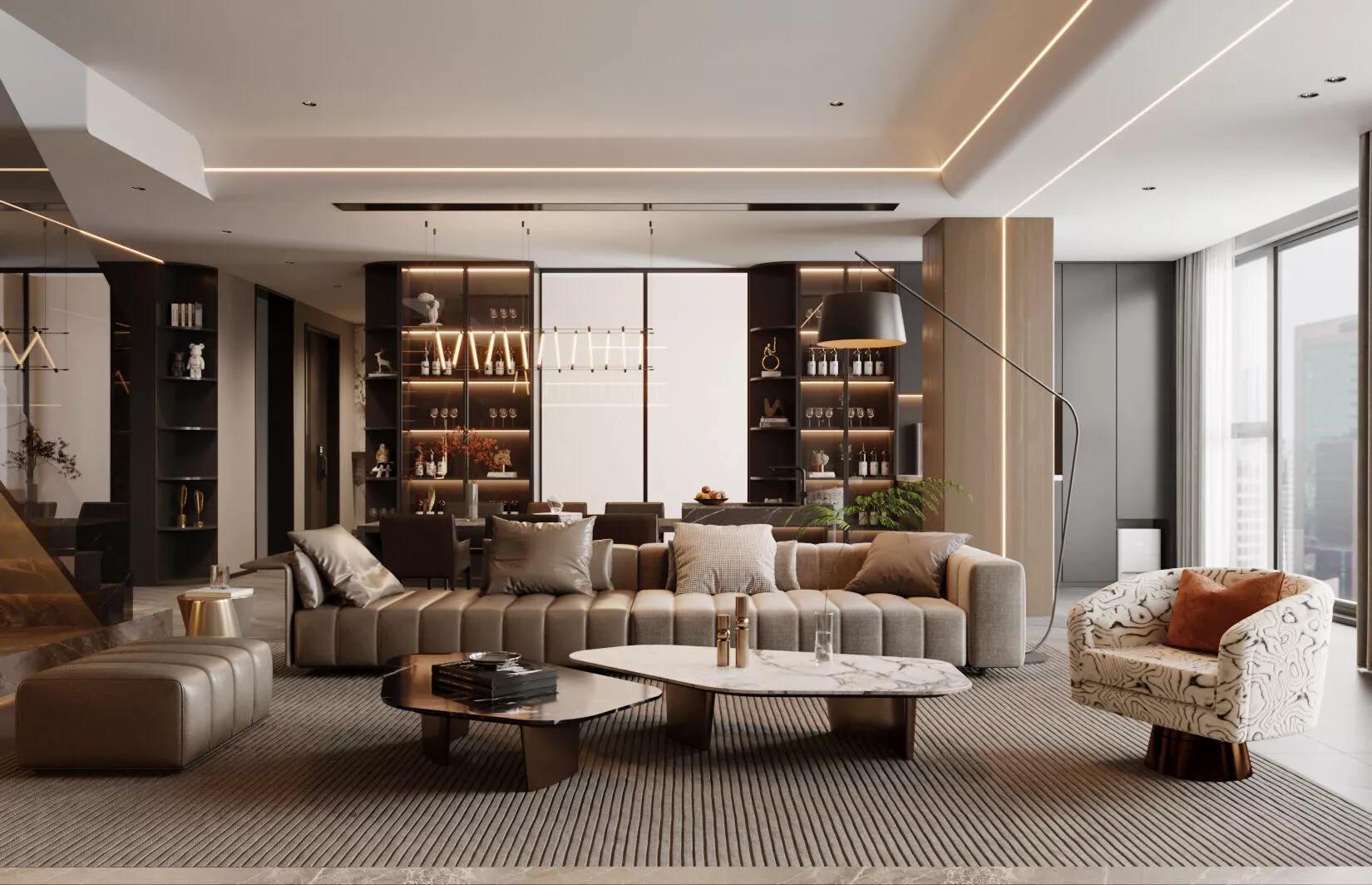Italian-style living and dining room 3D model