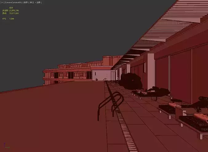 Luxury Hotel Infinity Pool Exterior Scene - MAX OBJ FBX 3D model 7