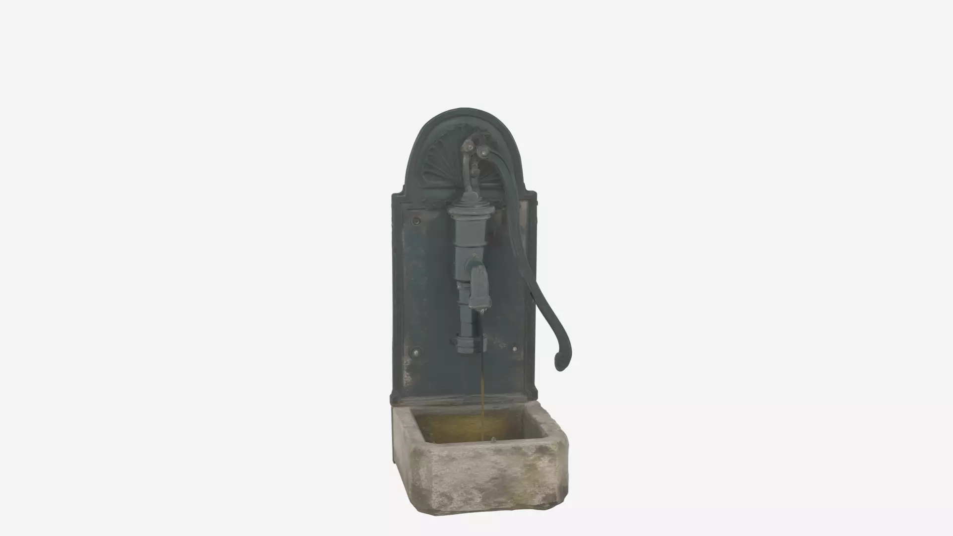 Cast Iron Wall Mounted Hand Water Pump 3D Model 3D model