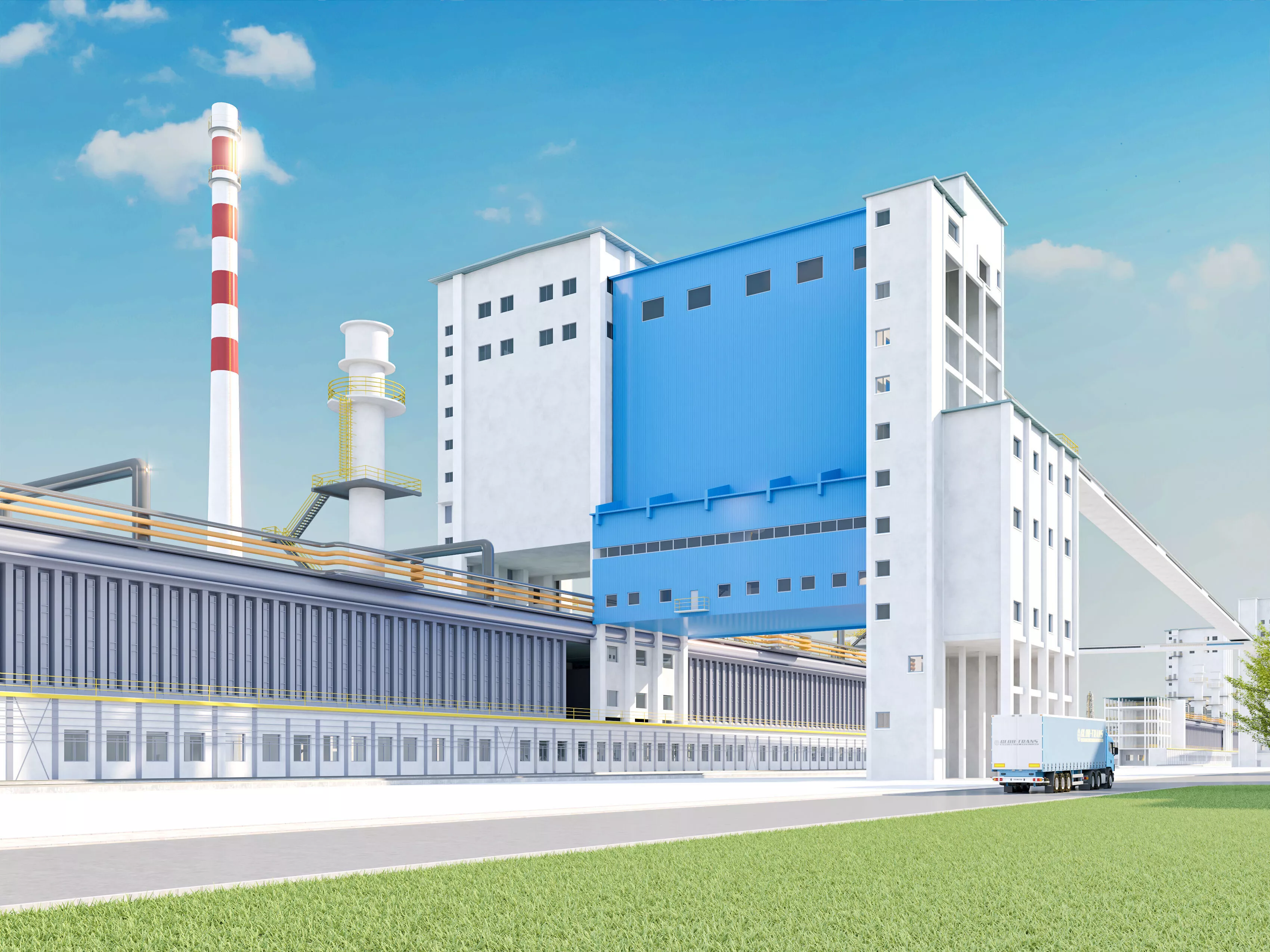 Modern factory - oil refinery - power plant 3D model