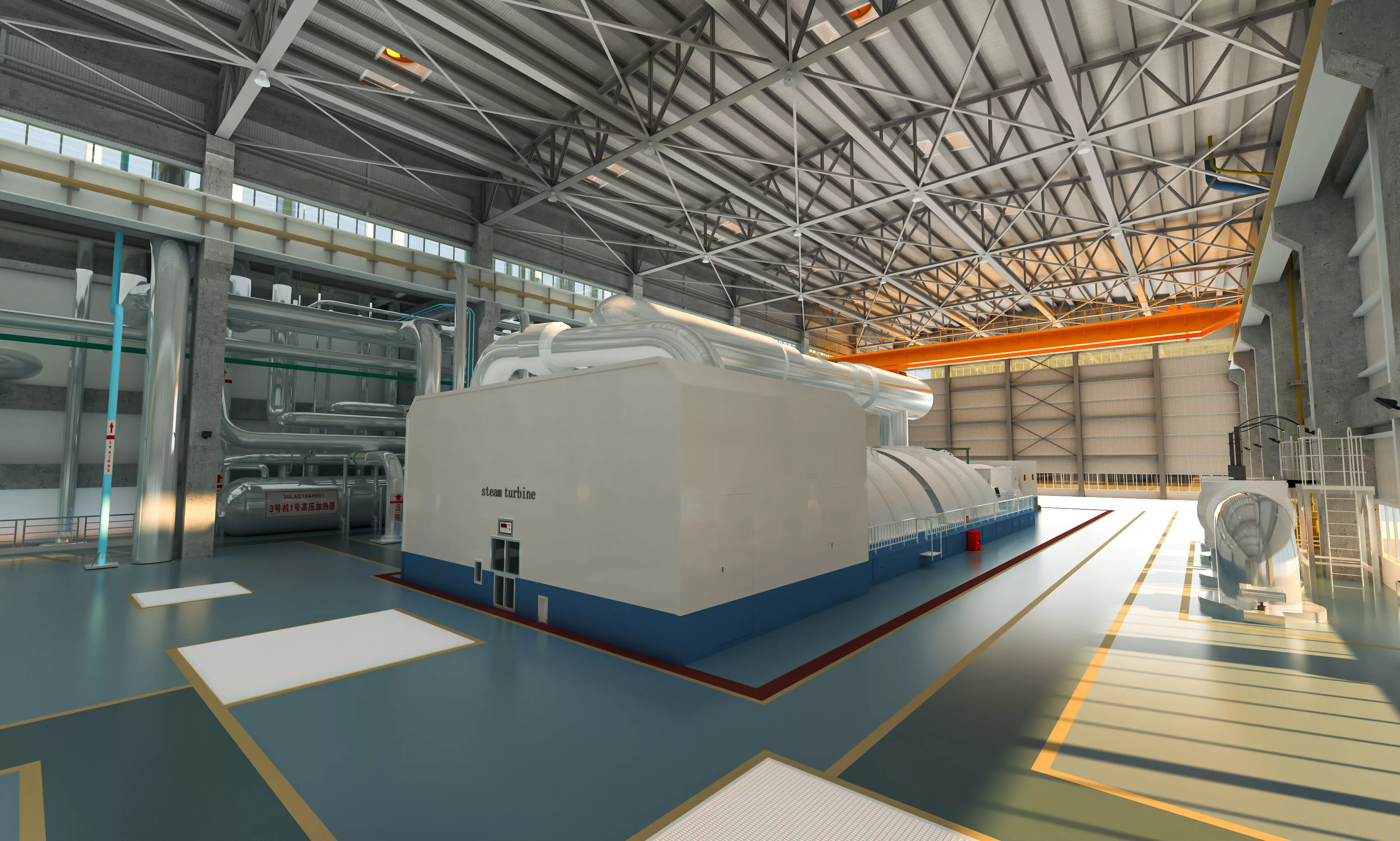 Thermal power plant - turbine generator unit building 3D model