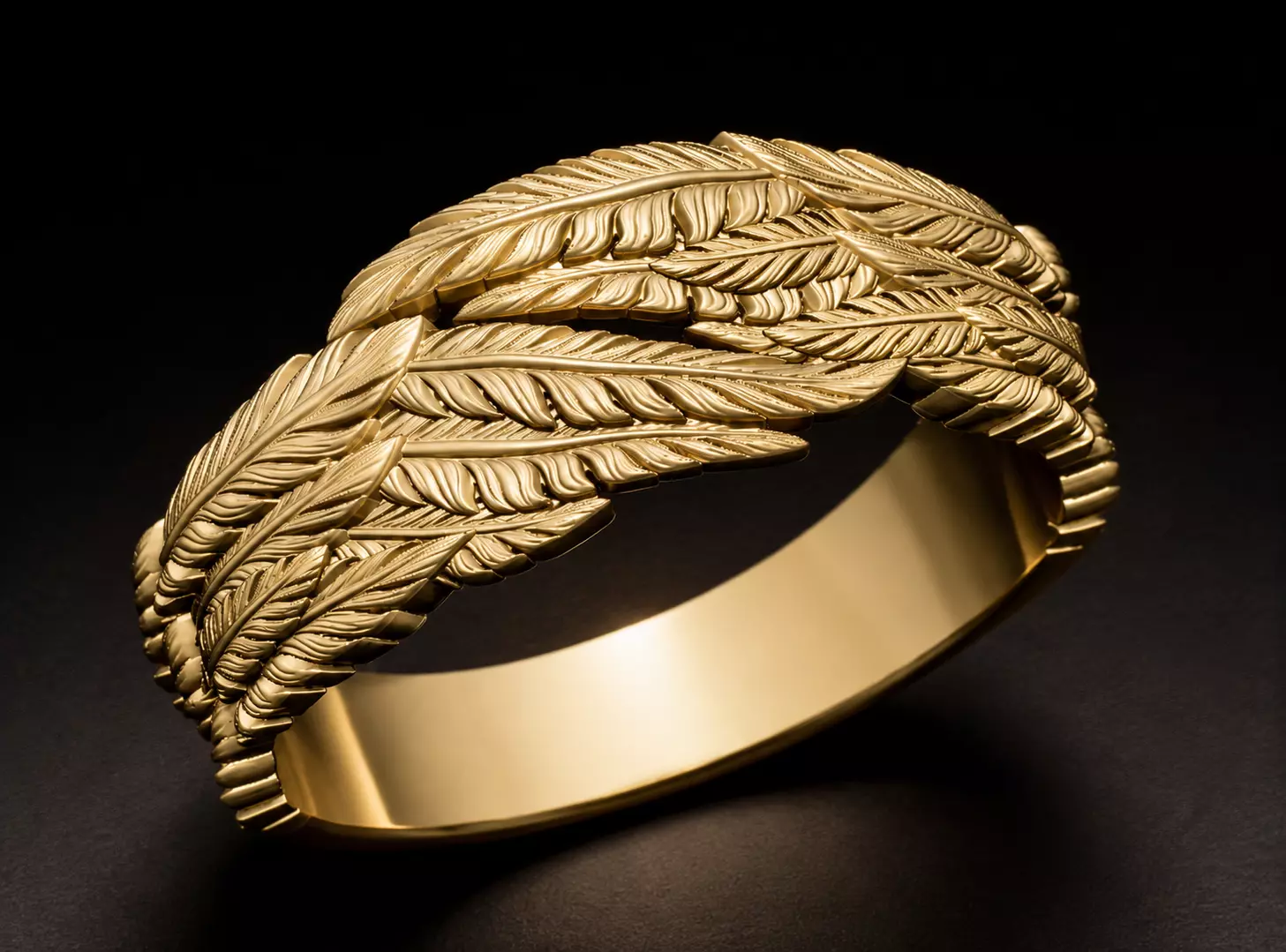 Feather Band Ring STL 3D print model