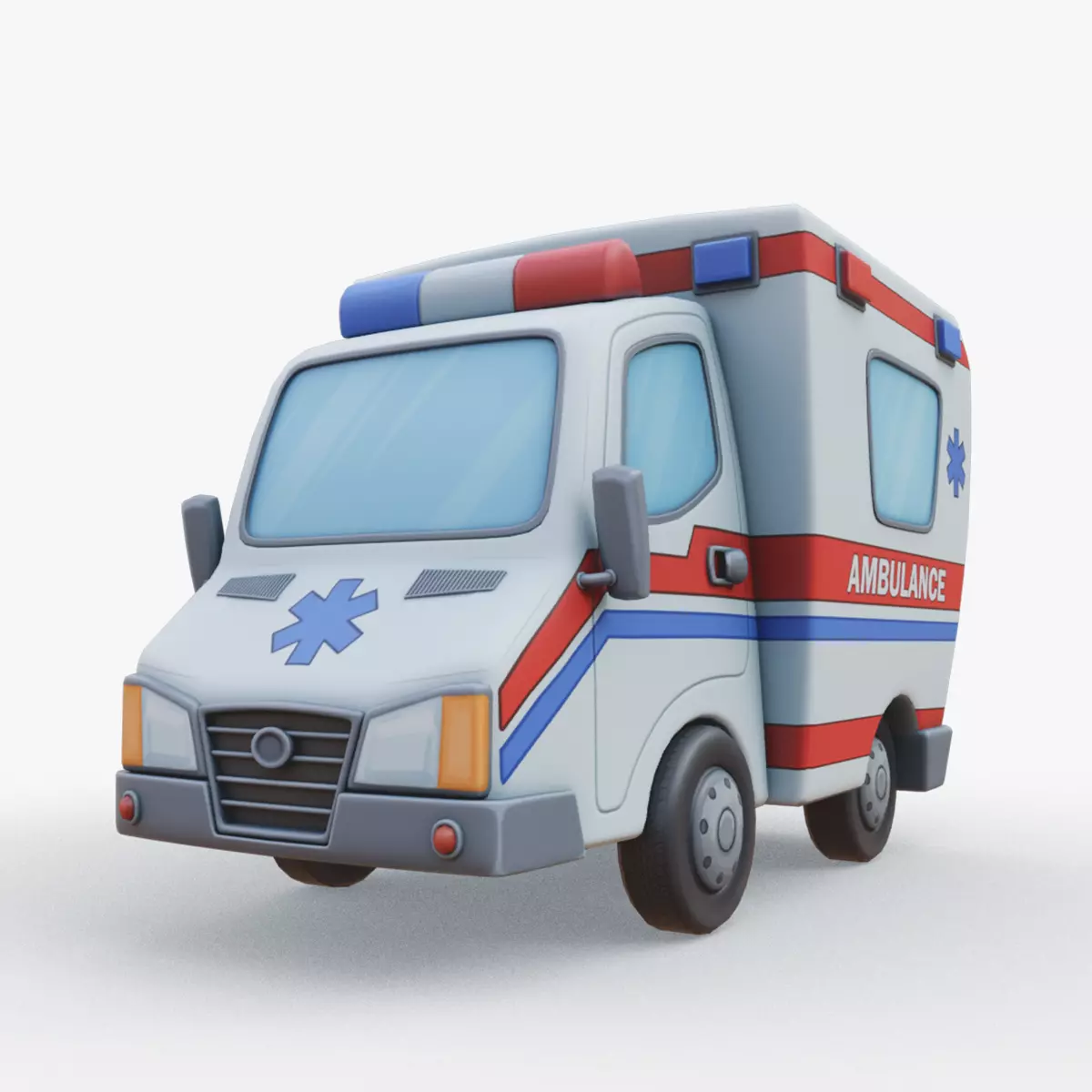 Stylized Ambulance Rigged Low-poly 3D model