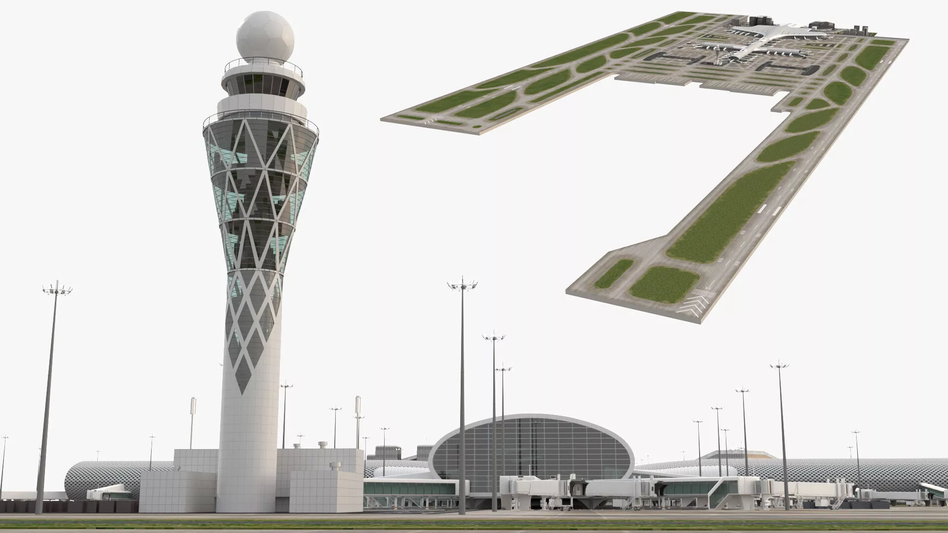 Modern Airport Terminal Complex 3D model