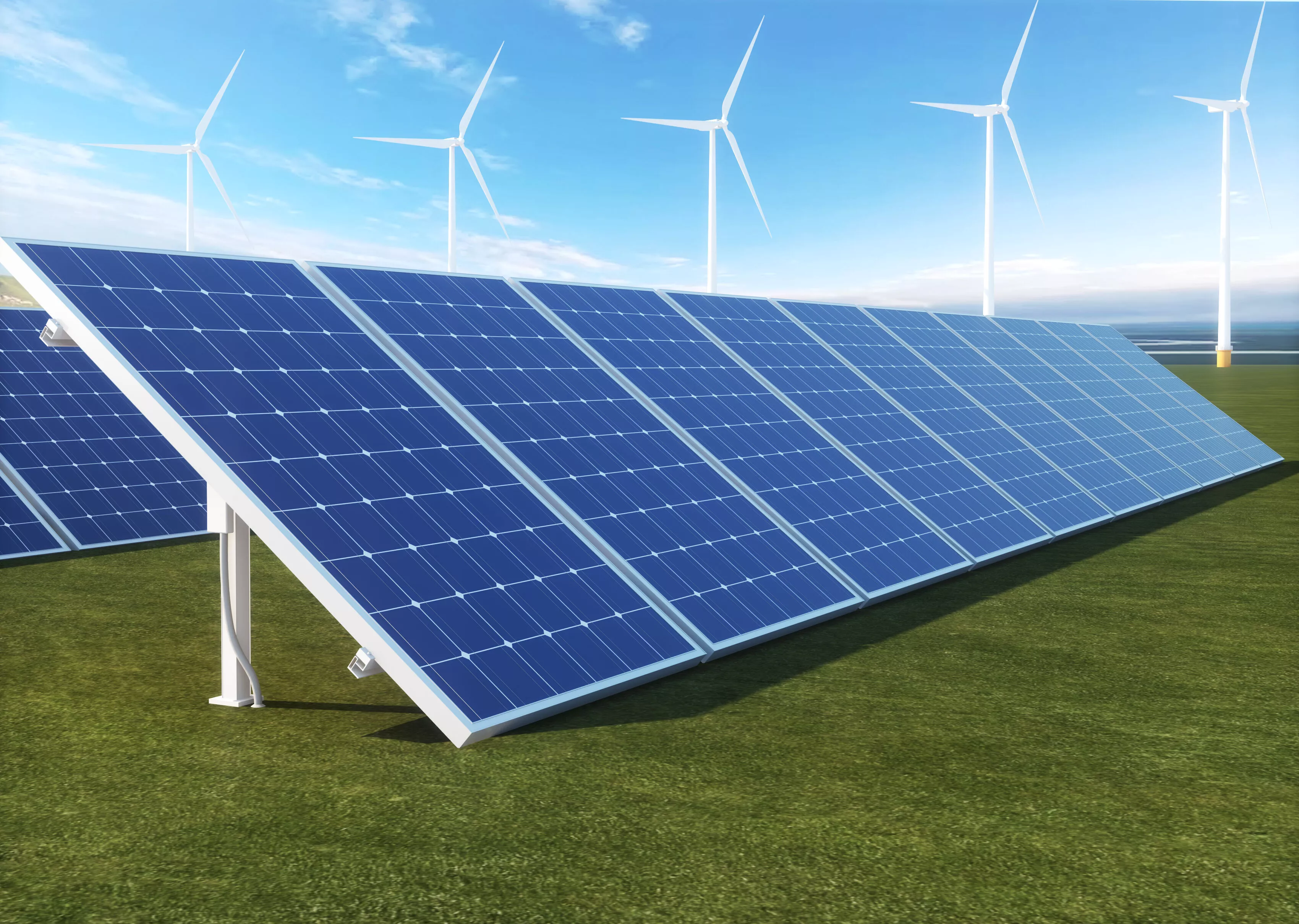 Solar photovoltaic-wind power station 3D model