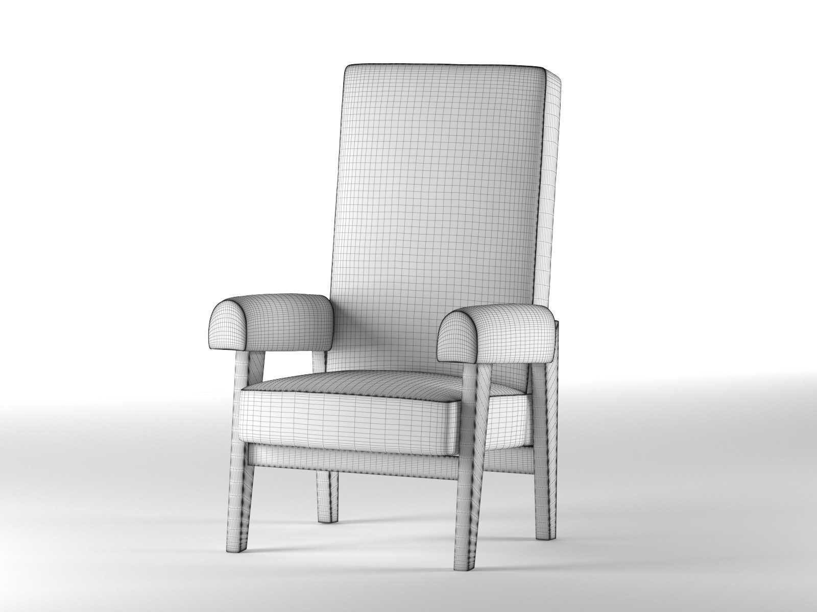Le Corbusier and Pierre Jeanneret Judge s Armchair 3D model_3