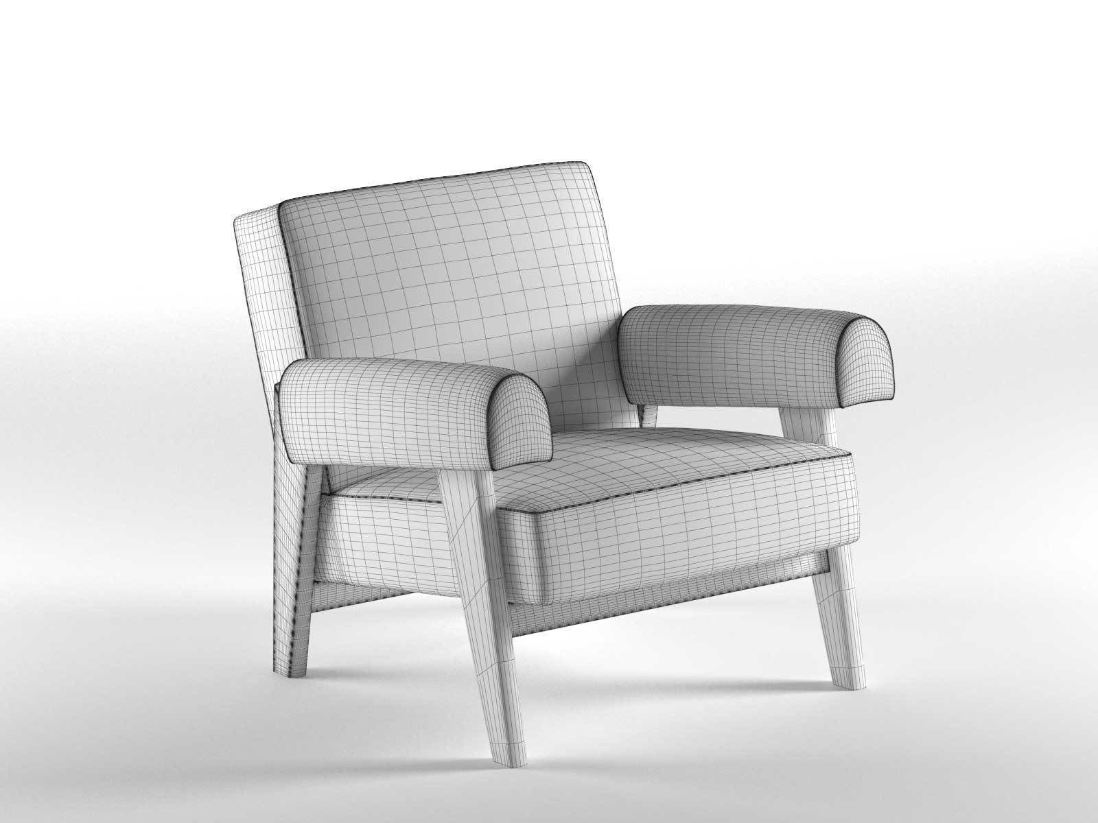 Le Corbusier and Pierre Jeanneret Judge s Armchair 3D model_2
