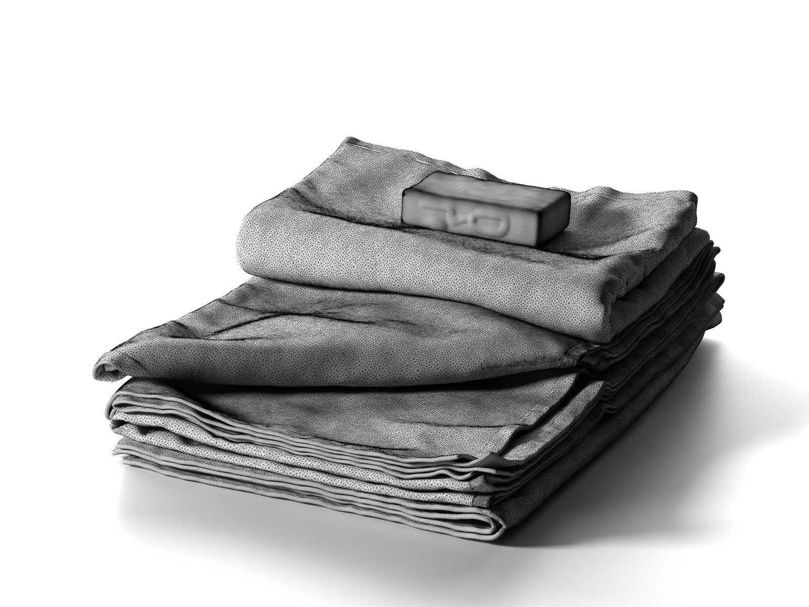 Linen Linum Bath Towel and Soap 3D model_2