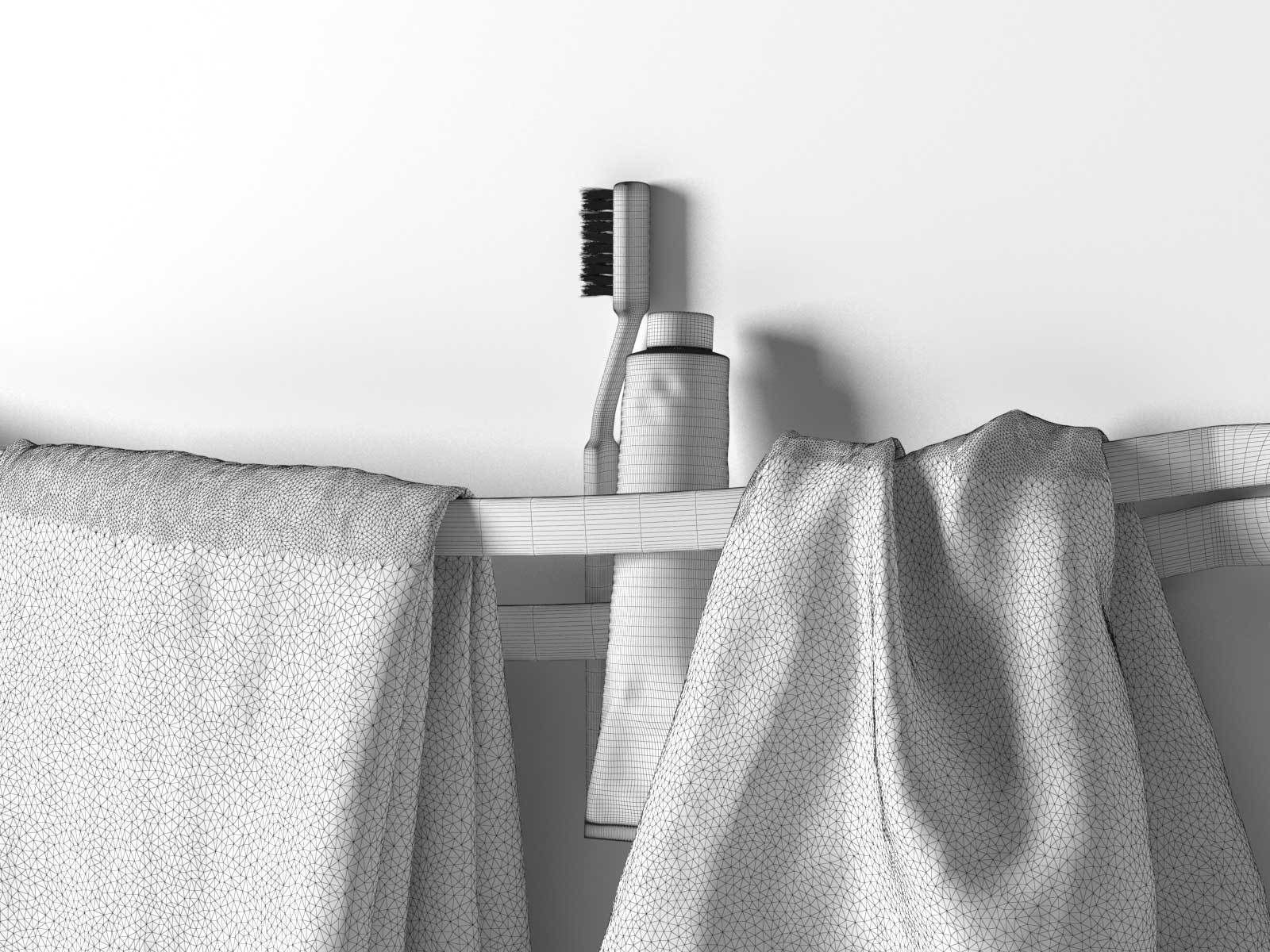 Lipe Waffle Weave Bath Towel with Log Table 3D model_3