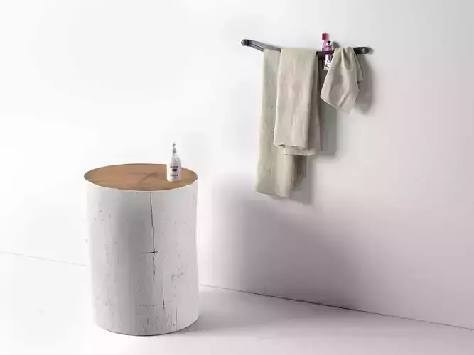 Lipe Waffle Weave Bath Towel with Log Table 3D model