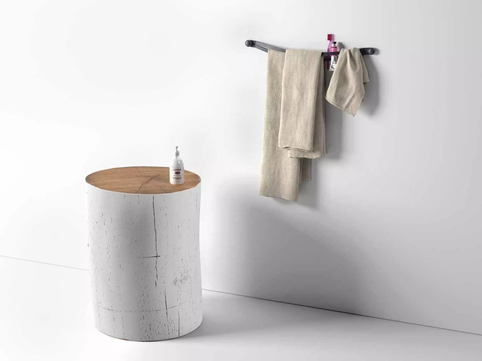 Lipe Waffle Weave Bath Towel with Log Table 3D model_0