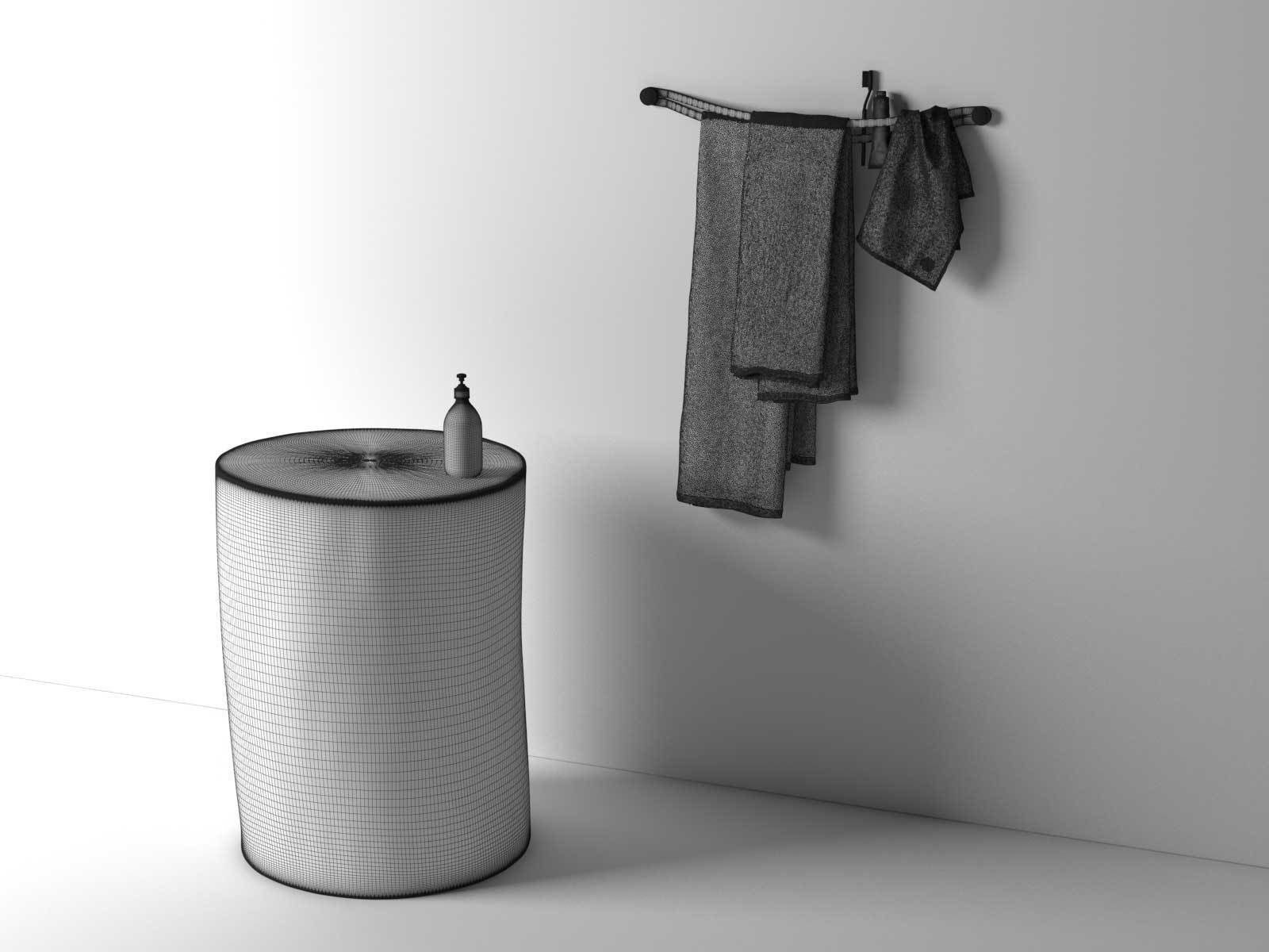 Lipe Waffle Weave Bath Towel with Log Table 3D model_2