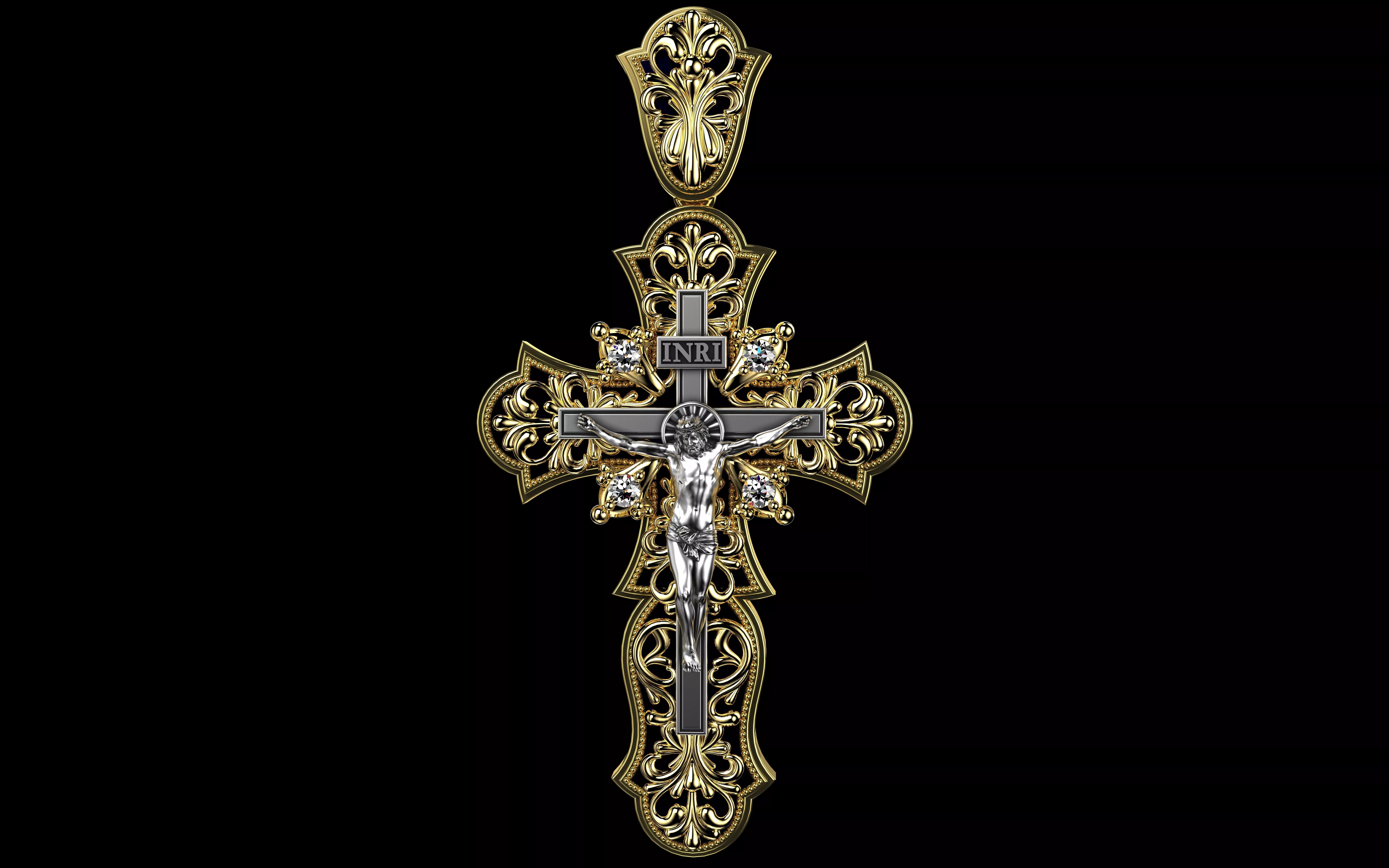 Jesus Diamond Cross Pendant 3D Model CAD STL N1732 3D print model