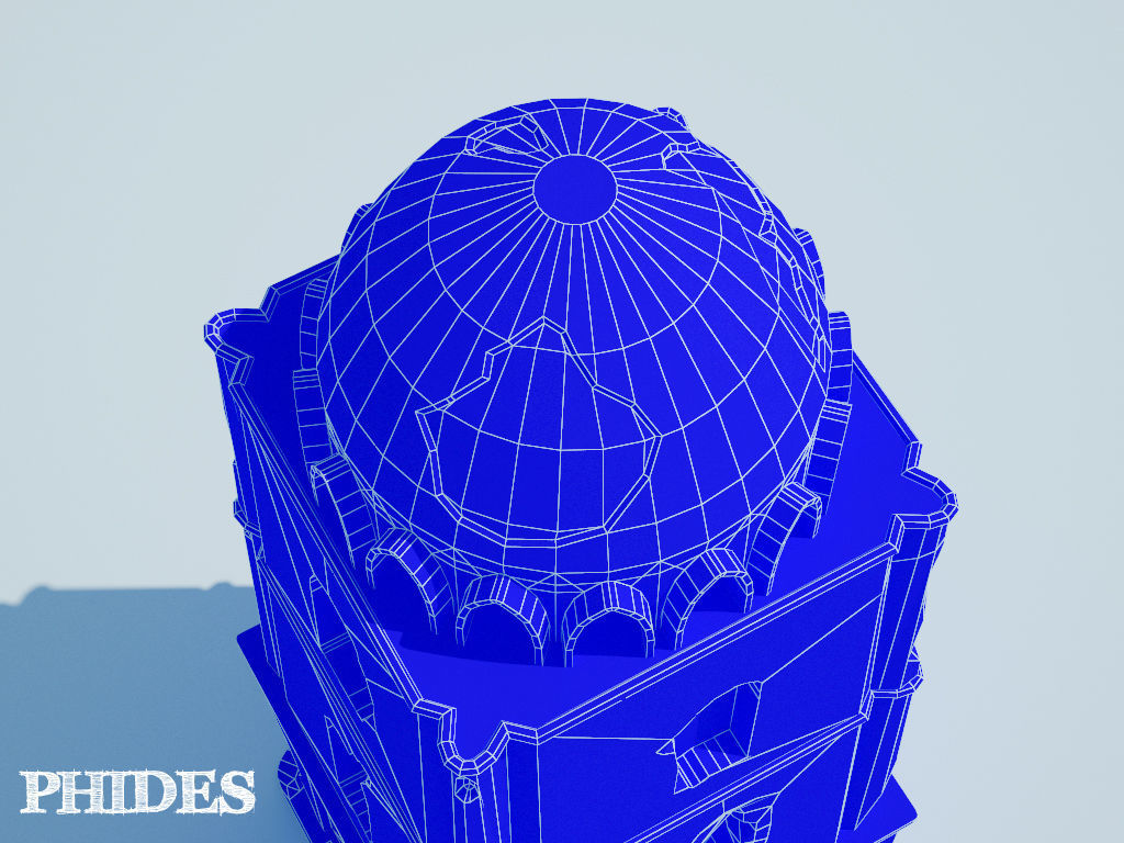 Ancient tower ruins low poly untextured Low-poly 3D model_11