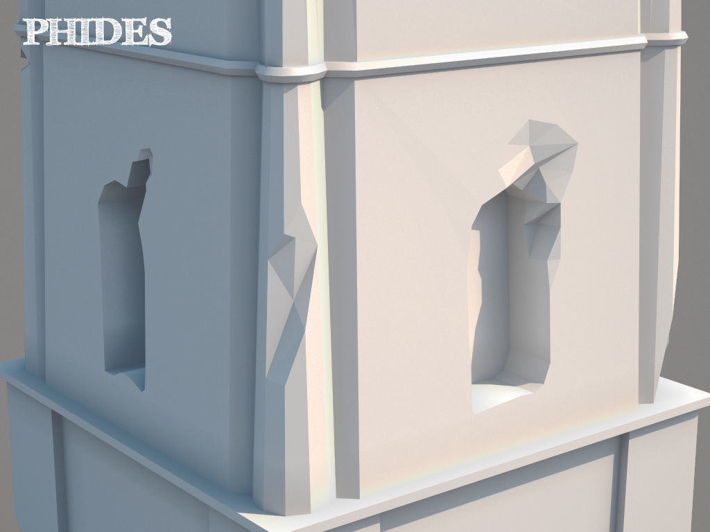 Ancient tower ruins low poly untextured Low-poly 3D model_3