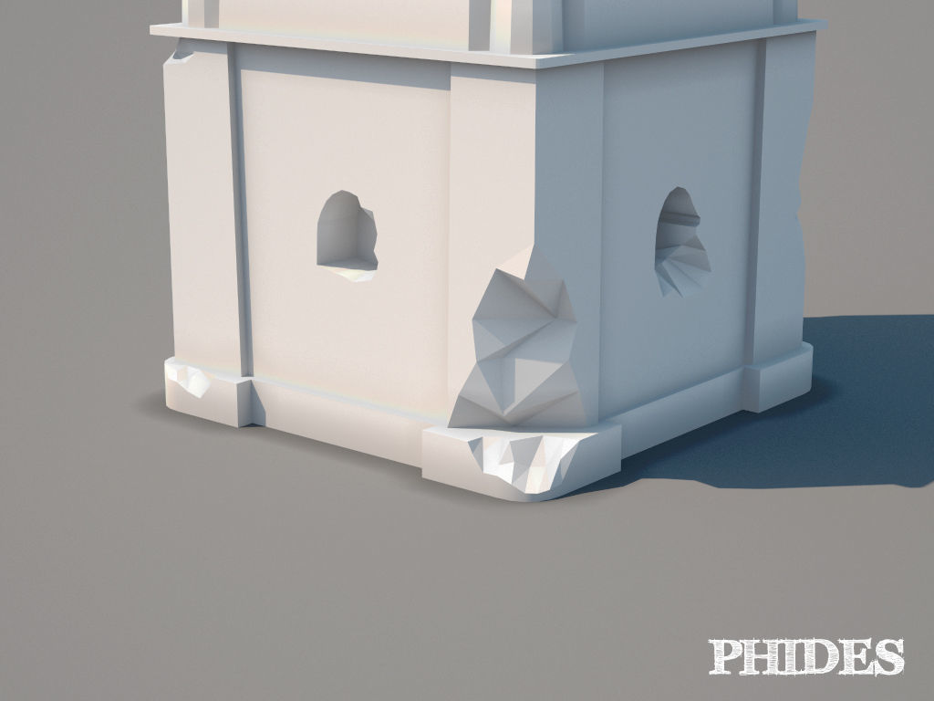 Ancient tower ruins low poly untextured Low-poly 3D model_4
