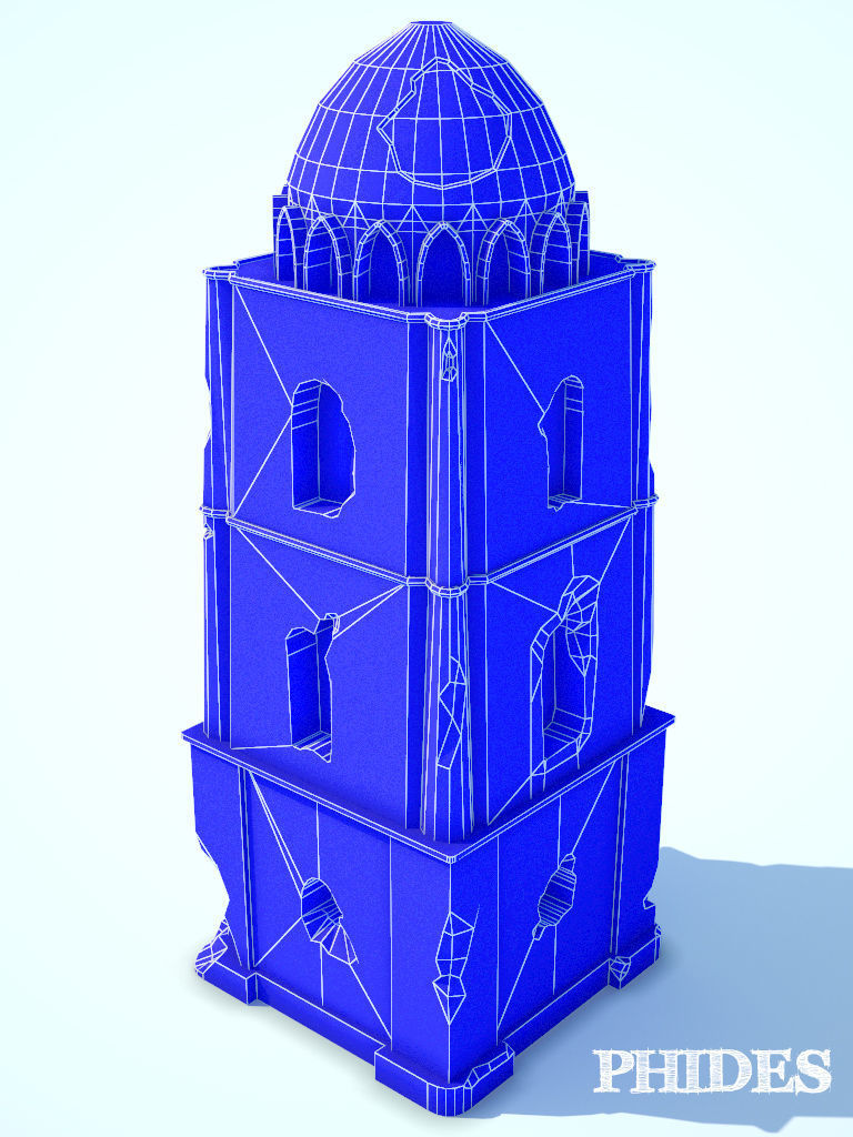 Ancient tower ruins low poly untextured Low-poly 3D model_7
