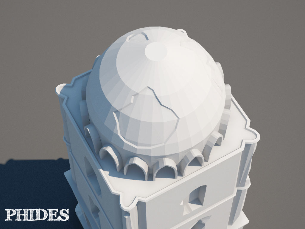 Ancient tower ruins low poly untextured Low-poly 3D model_5