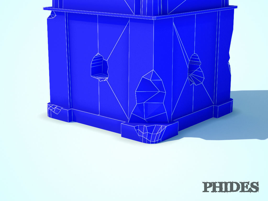 Ancient tower ruins low poly untextured Low-poly 3D model_8