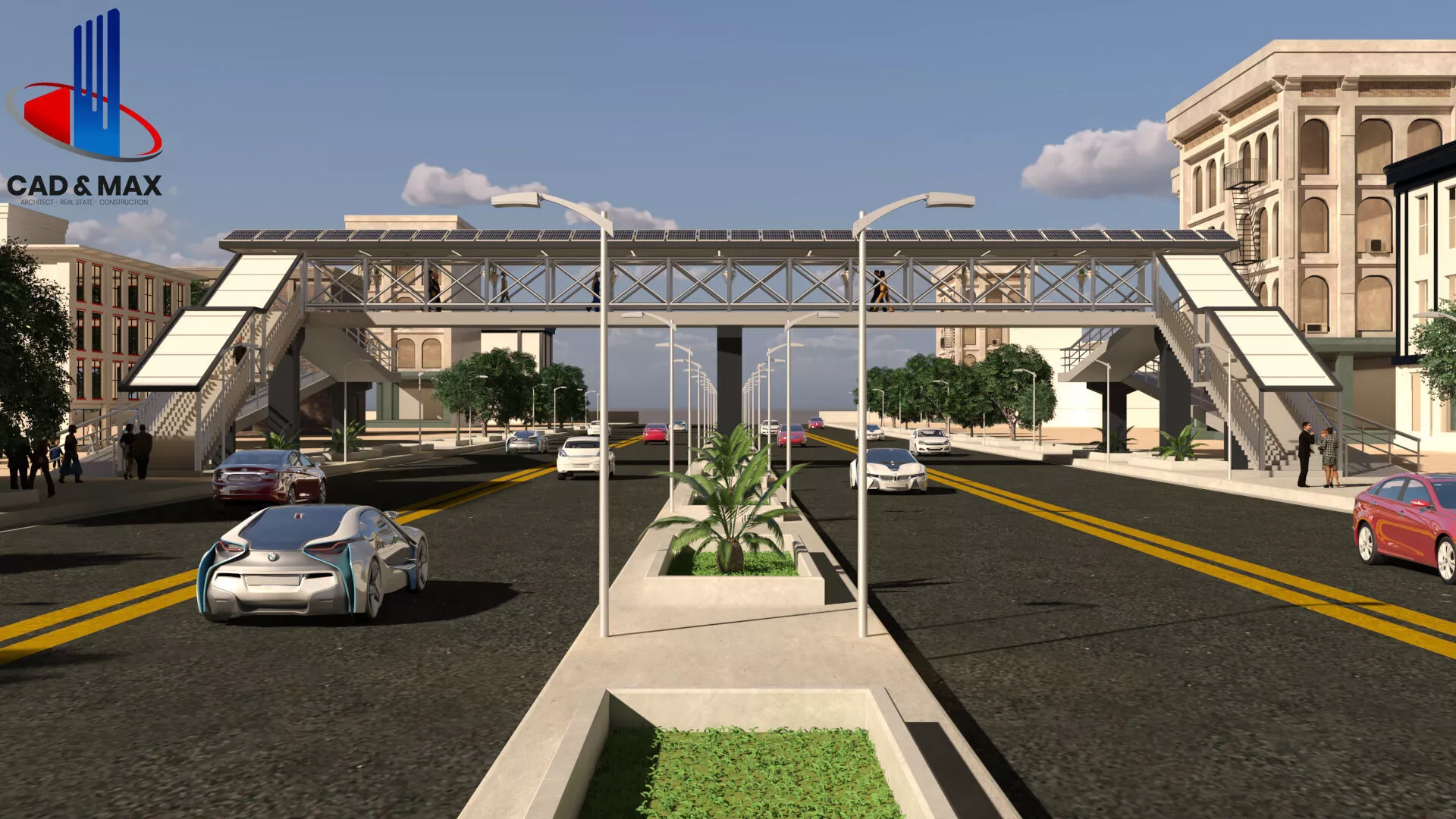 AI-Integrated Sustainable Pedestrian Bridge 3D Model 3D model